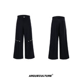 Deconstructed Pleated Wide-Leg Trousers | Relaxed Fit - Black Trousers