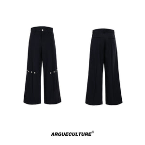 Deconstructed Pleated Wide-Leg Trousers | Relaxed Fit - Black Trousers