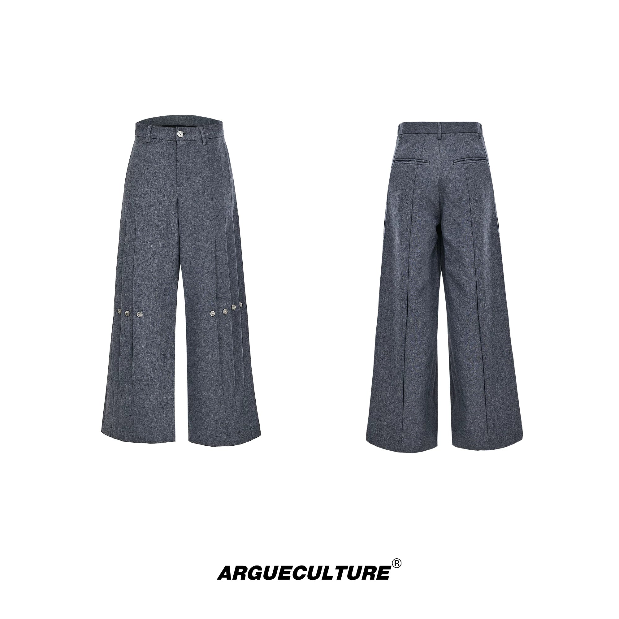 Deconstructed Pleated Wide-Leg Trousers | Relaxed Fit - Gray Trousers