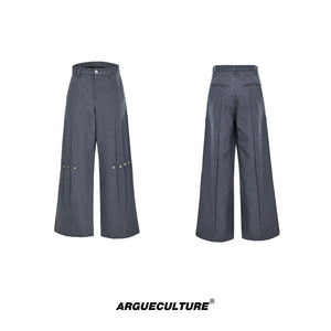 Deconstructed Pleated Wide-Leg Trousers | Relaxed Fit - Gray Trousers