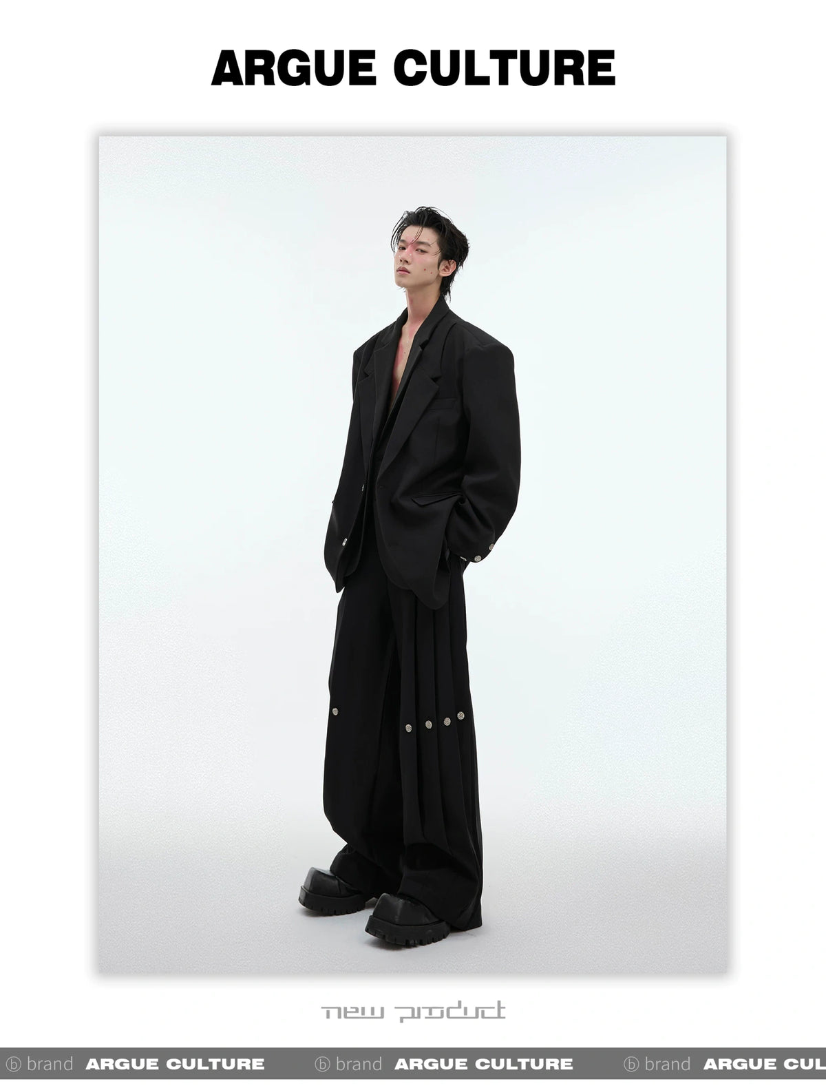 Deconstructed Relaxed Suit Set with Peaked Lapels - description image 2