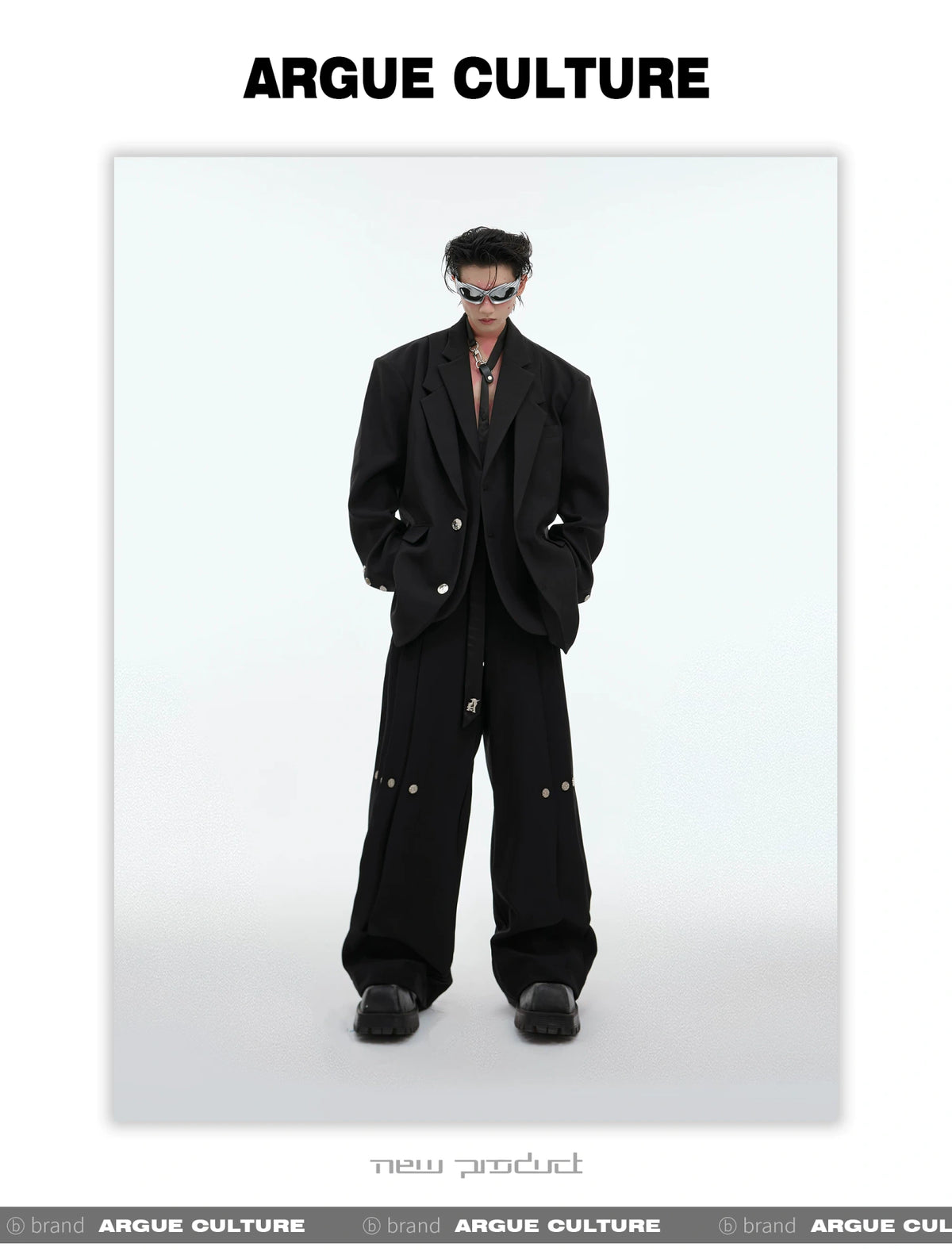 Deconstructed Relaxed Suit Set with Peaked Lapels - description image 3