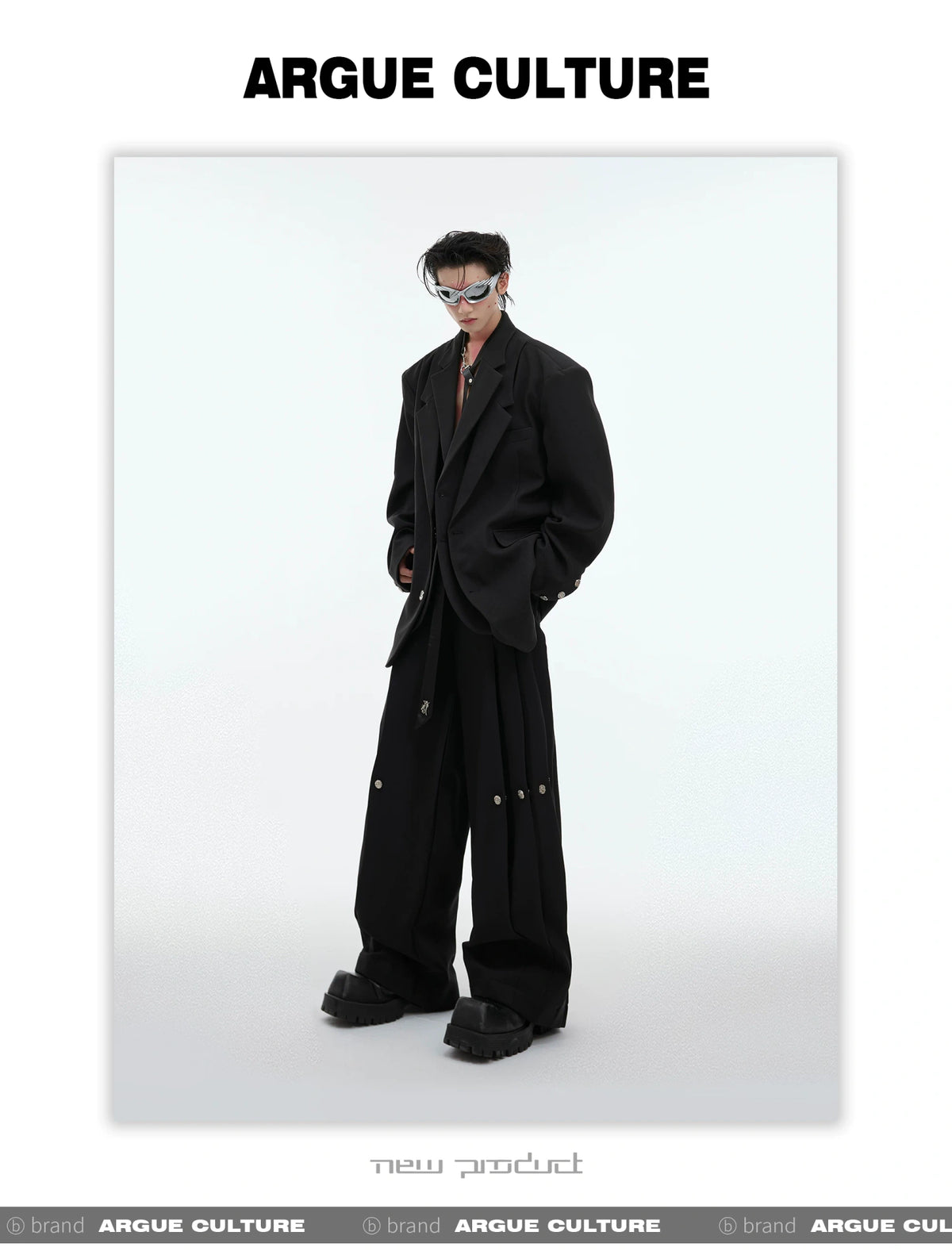 Deconstructed Relaxed Suit Set with Peaked Lapels - description image 4