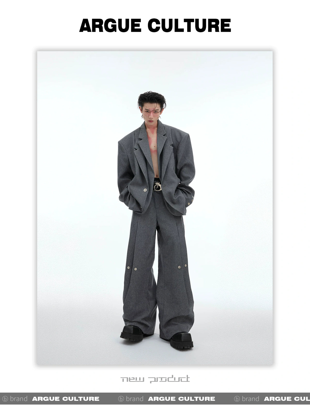 Deconstructed Relaxed Suit Set with Peaked Lapels - description image 12