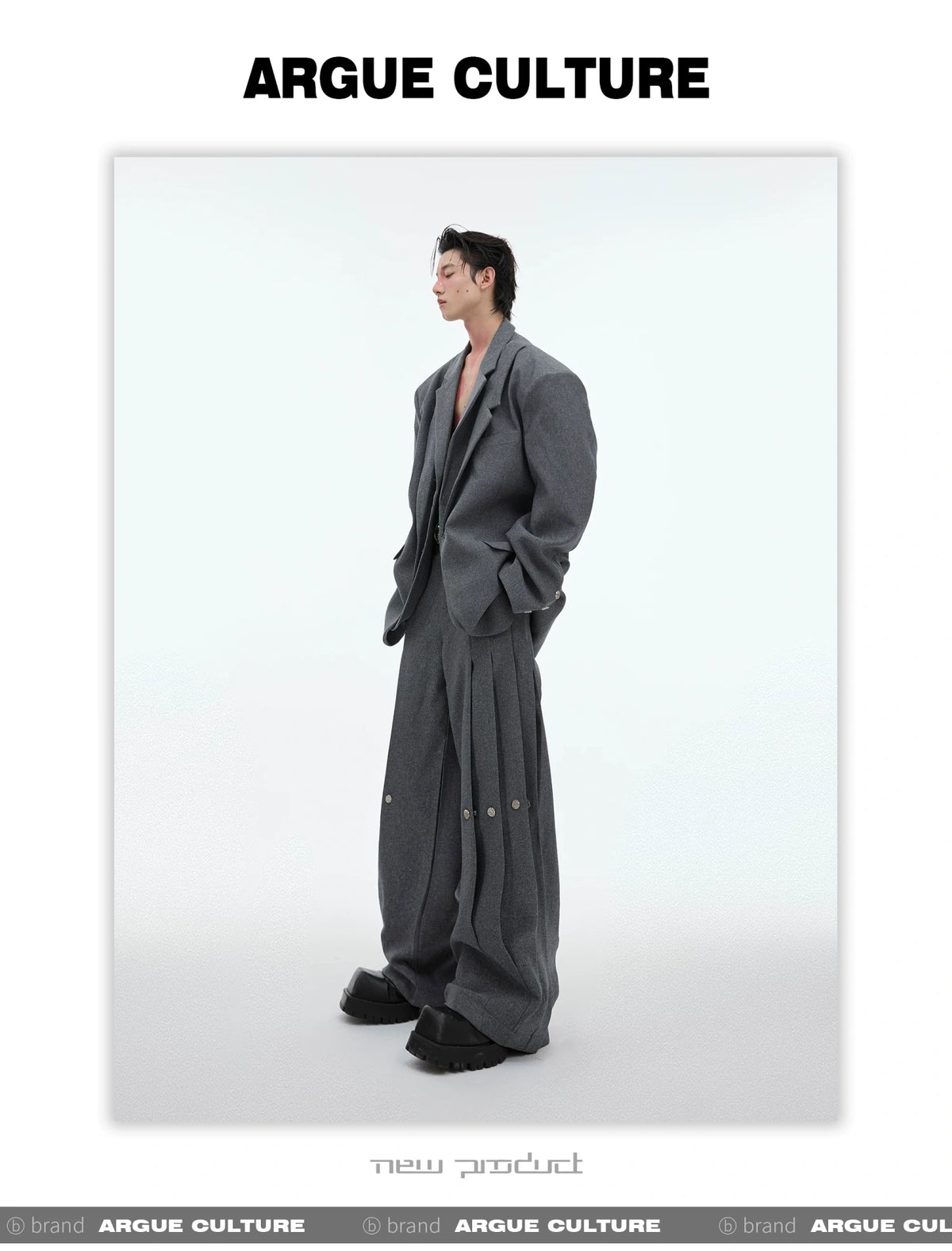 Deconstructed Relaxed Suit Set with Peaked Lapels - description image 14