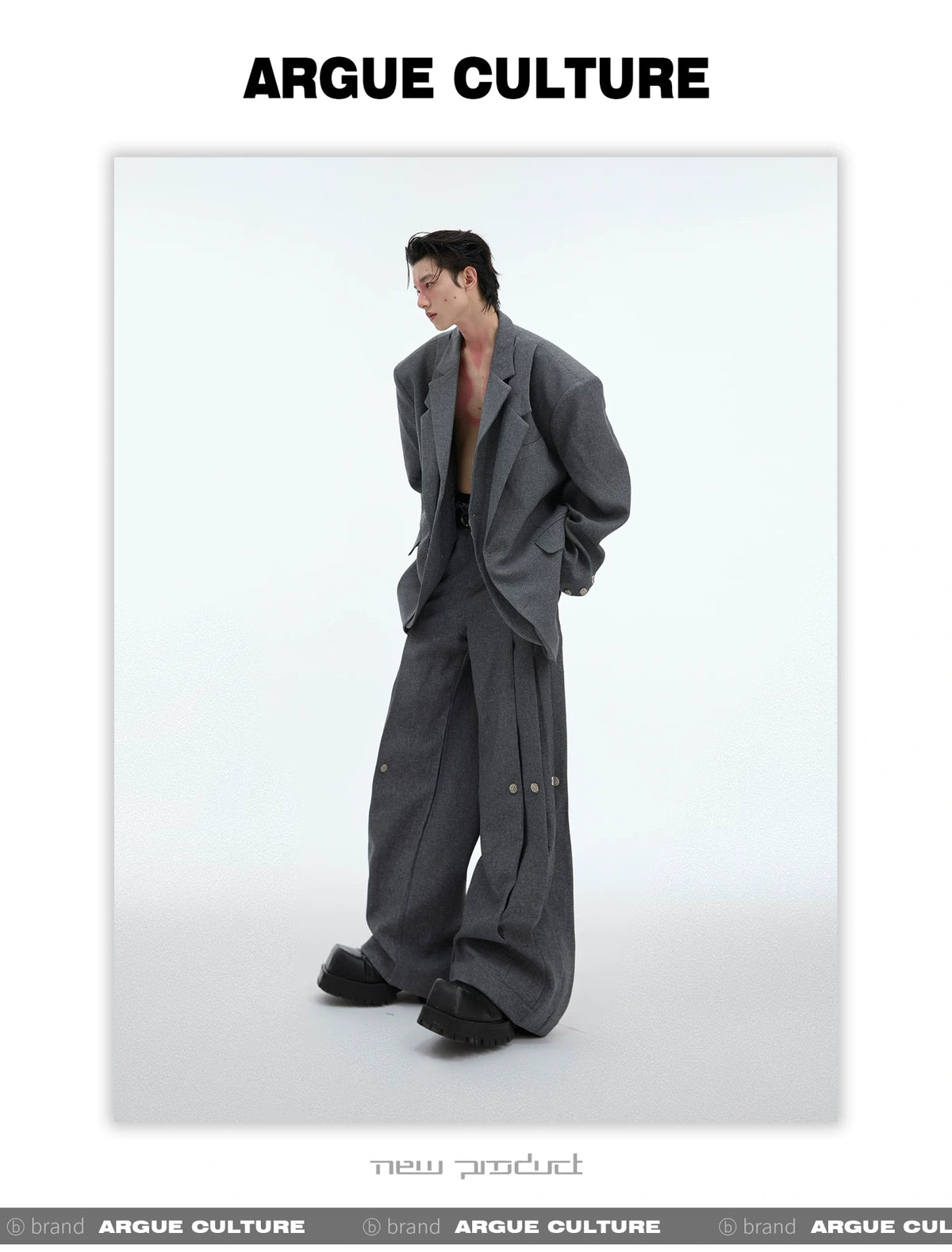 Deconstructed Relaxed Suit Set with Peaked Lapels - description image 15