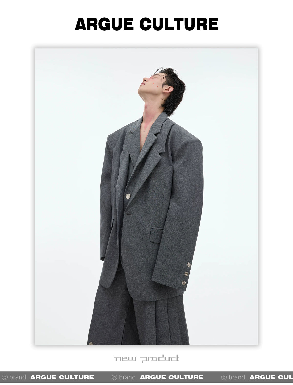 Deconstructed Relaxed Suit Set with Peaked Lapels - description image 16