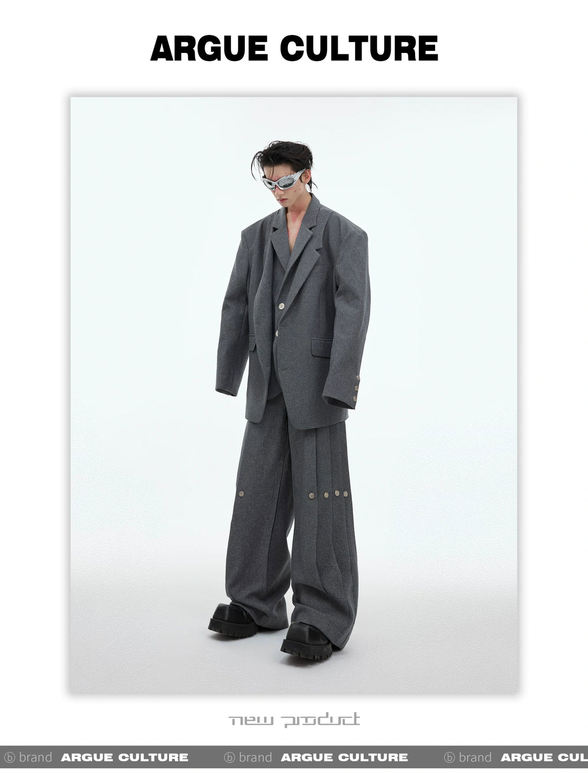 Deconstructed Relaxed Suit Set with Peaked Lapels - description image 17