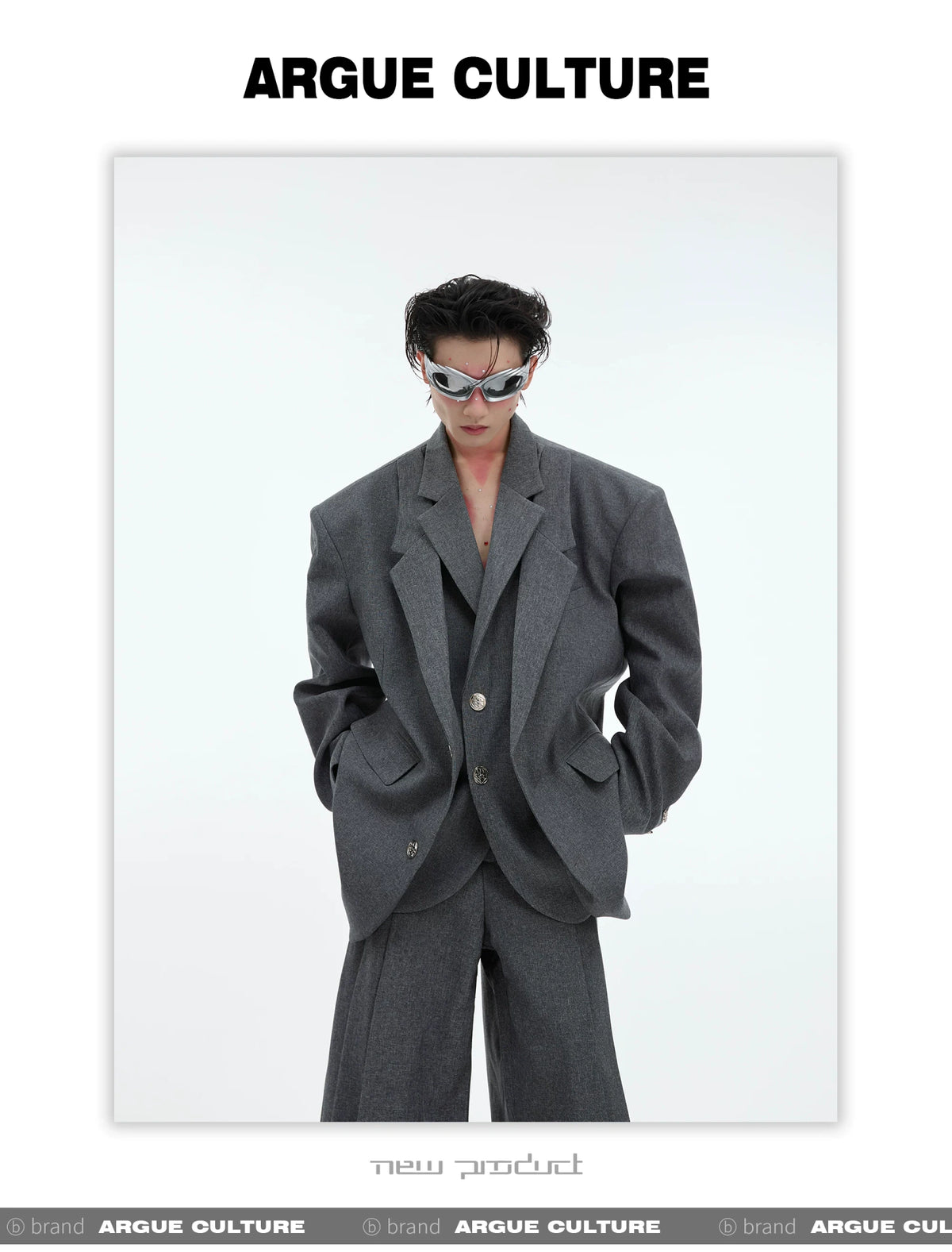 Deconstructed Relaxed Suit Set with Peaked Lapels - description image 18
