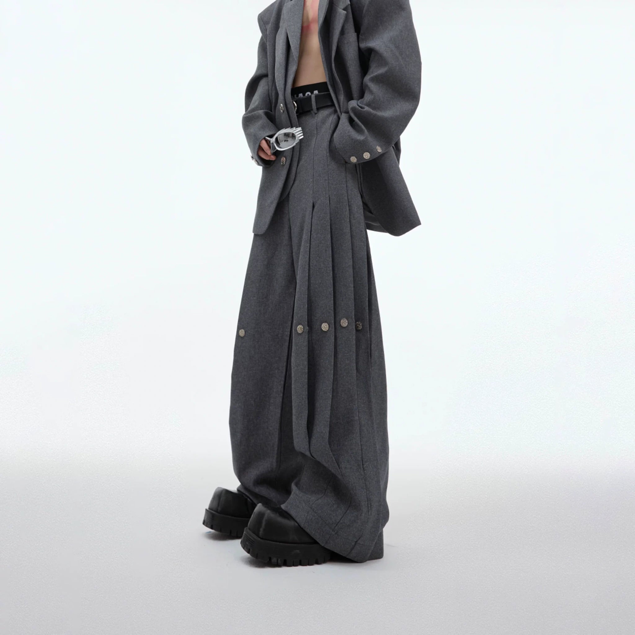 Deconstructed Relaxed Suit Set with Peaked Lapels - main image 3