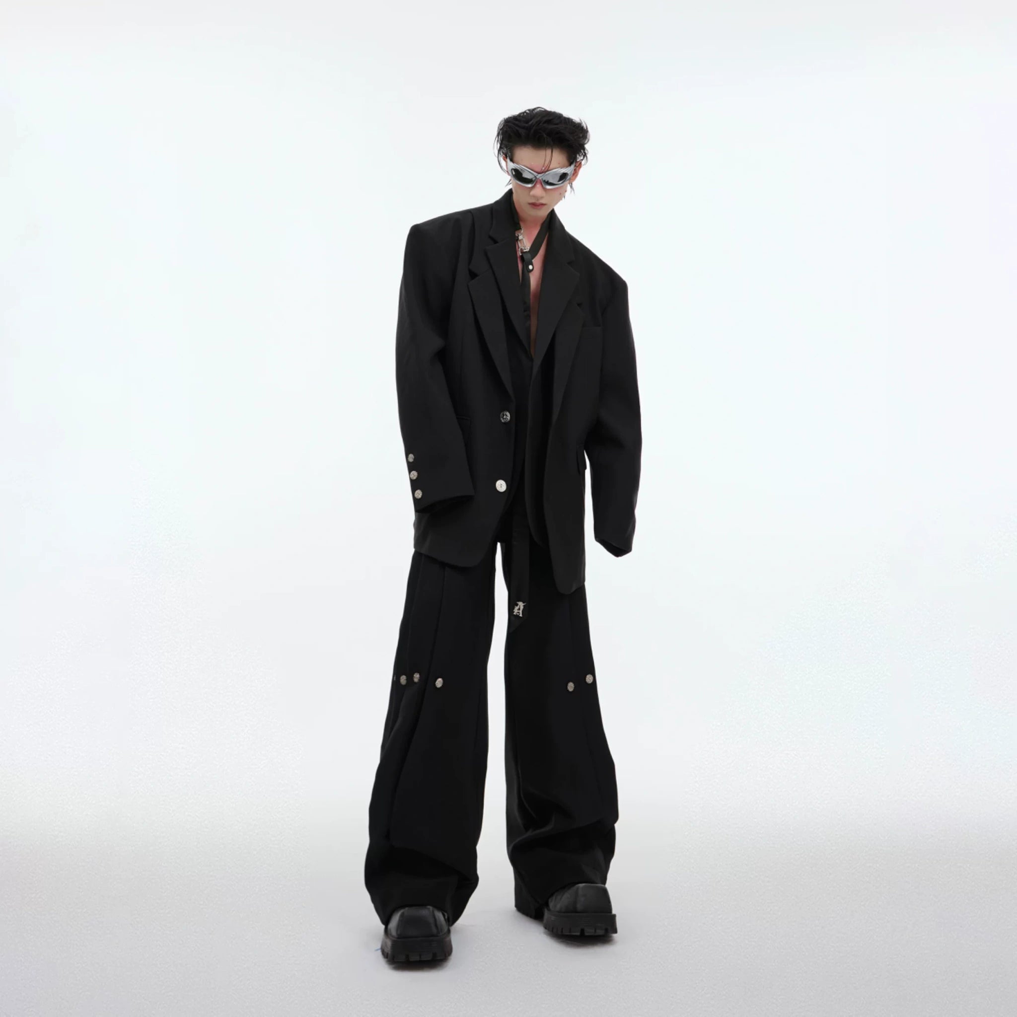 Deconstructed Relaxed Suit Set with Peaked Lapels - main image 4