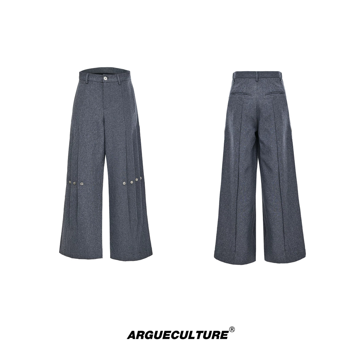 Deconstructed Relaxed Suit Set with Peaked Lapels - Gray Pants
