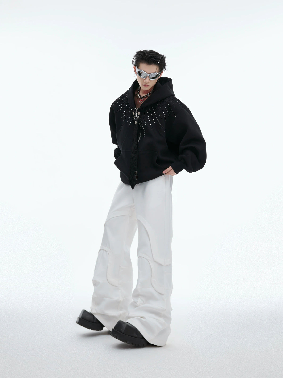 Relaxed Hooded Jacket with Detachable Tie Detail - description image 4