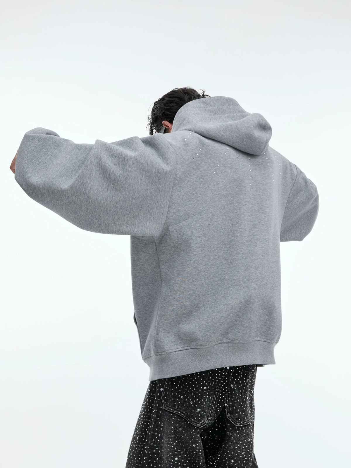Relaxed Hooded Jacket with Detachable Tie Detail - description image 7