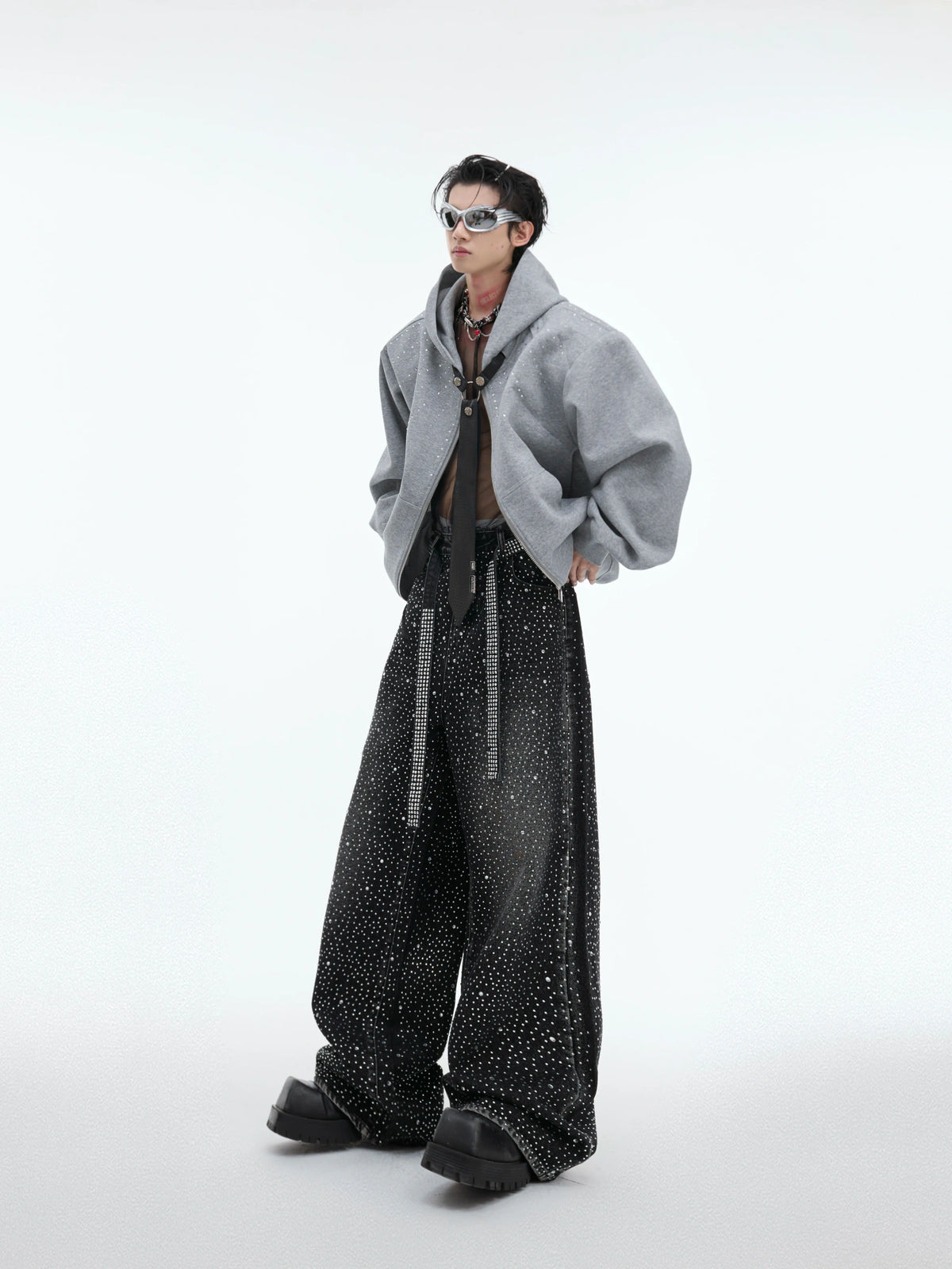 Relaxed Hooded Jacket with Detachable Tie Detail - description image 10