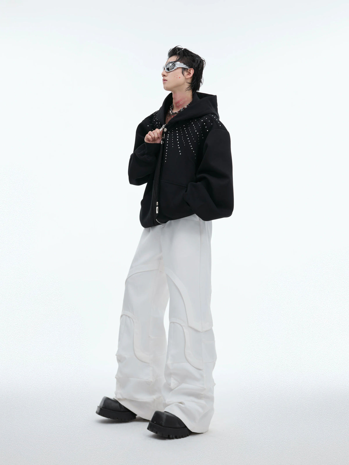 Relaxed Hooded Jacket with Detachable Tie Detail - description image 13