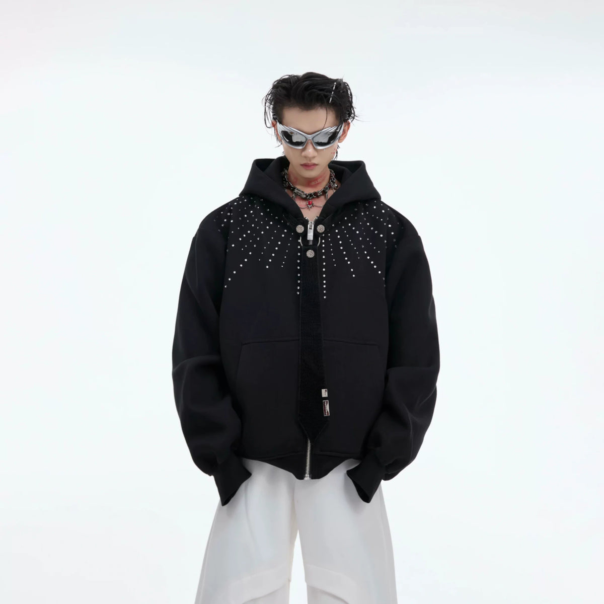 Relaxed Hooded Jacket with Detachable Tie Detail - main image 1