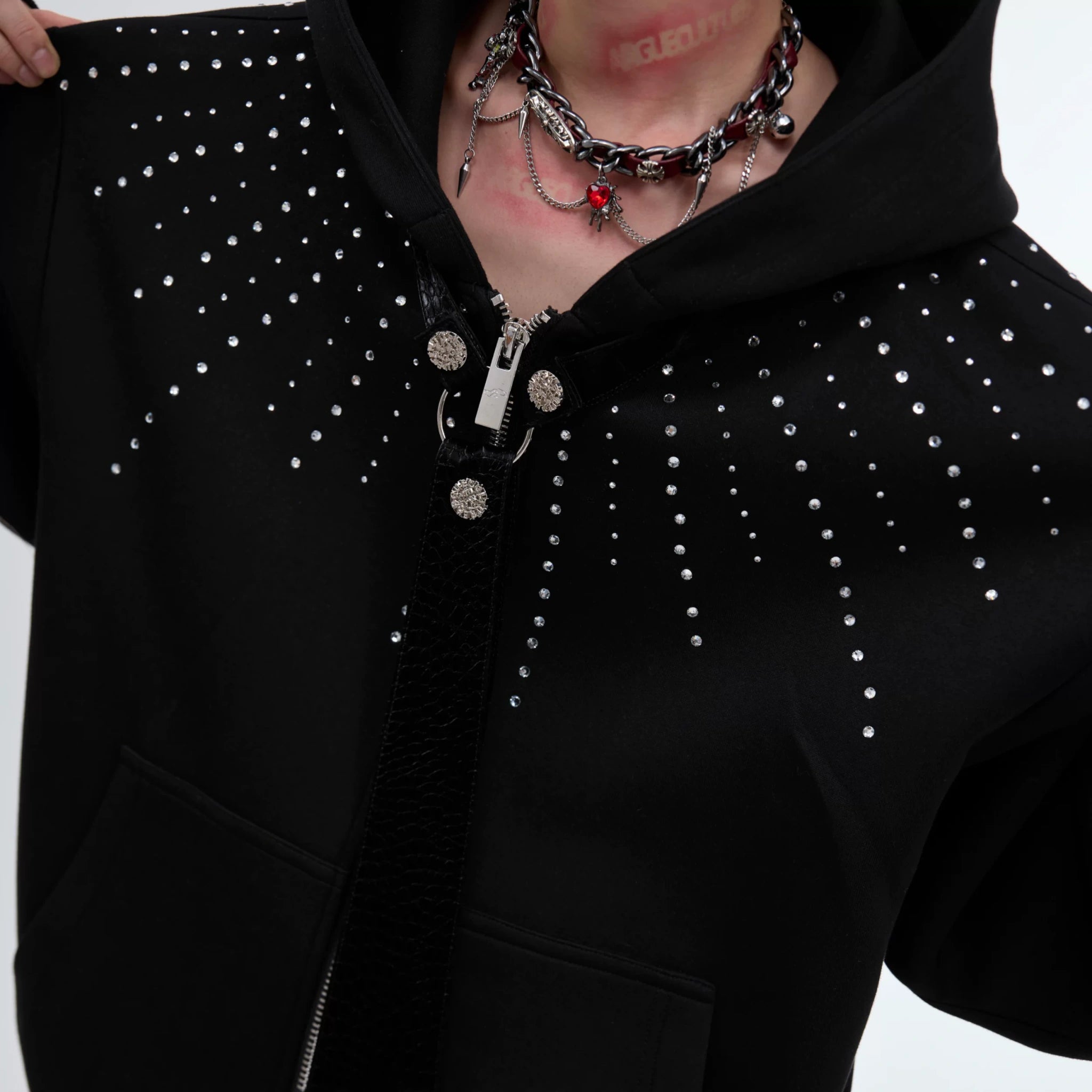 Relaxed Hooded Jacket with Detachable Tie Detail - main image 3