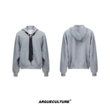 Relaxed Hooded Jacket with Detachable Tie Detail - Gray