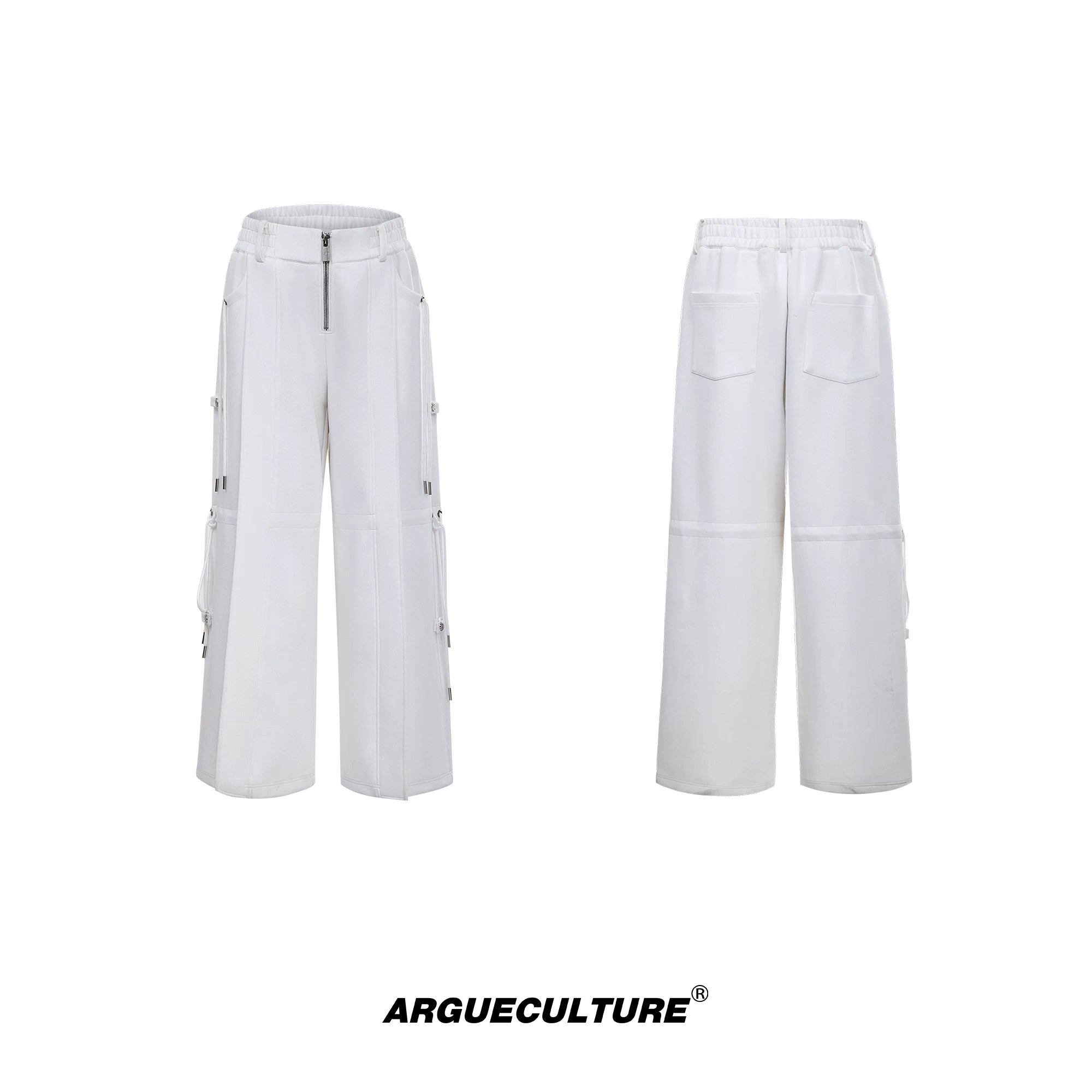 Loose Hoodie and Wide-Leg Pants Set | Streetwear - White Pants