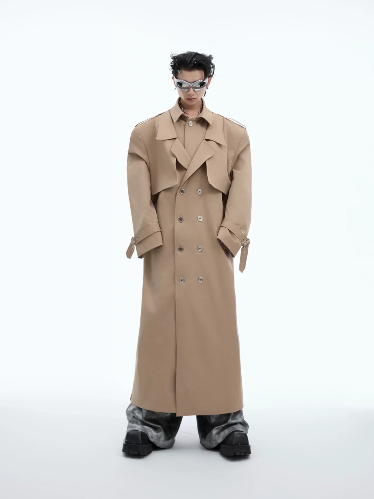 Deconstructed Double-Breasted Trench Coat | Loose Fit - main image 1