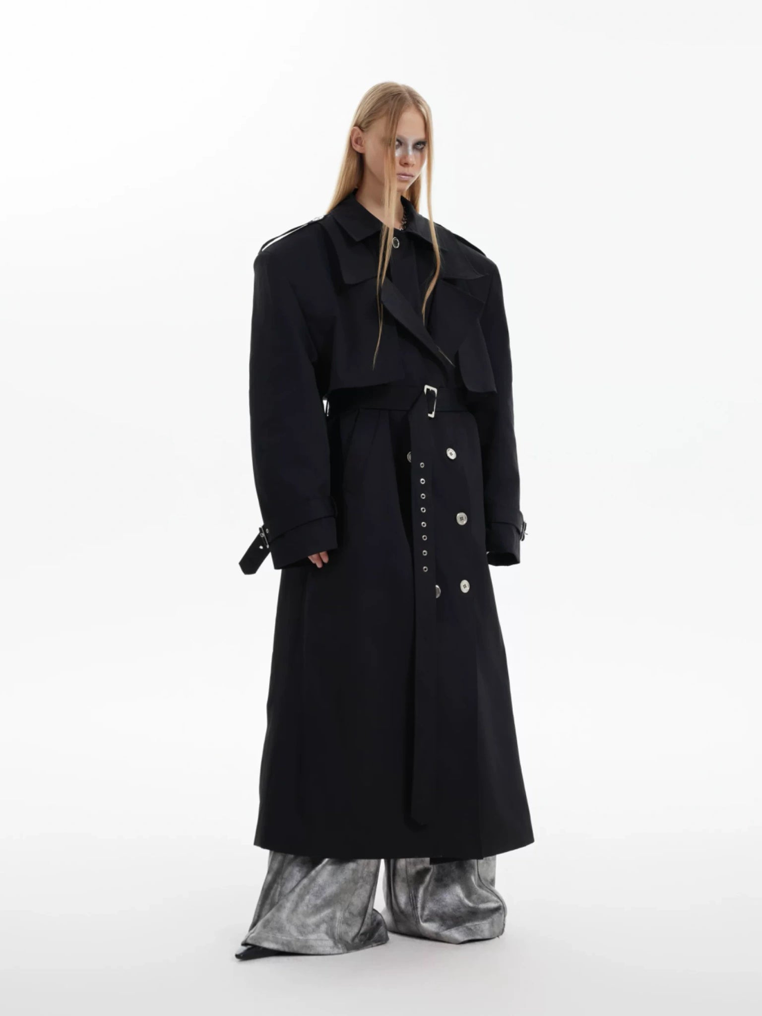 Deconstructed Double-Breasted Trench Coat | Loose Fit - main image 2