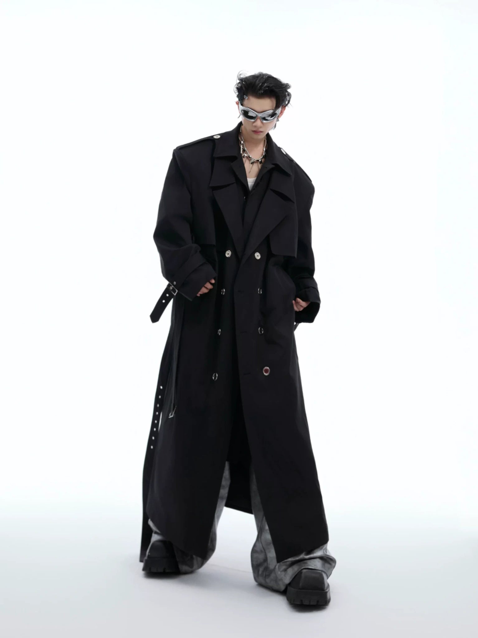 Deconstructed Double-Breasted Trench Coat | Loose Fit - main image 4