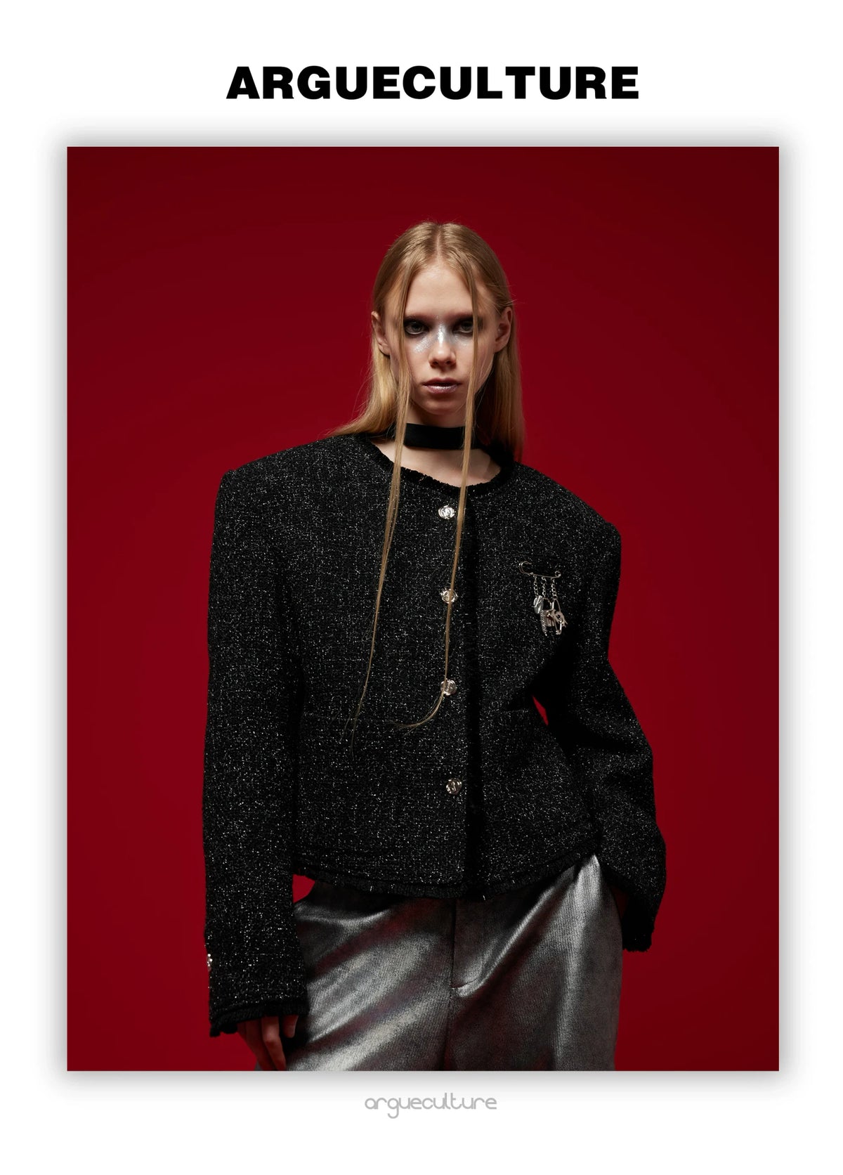 Textured Black Cropped Button Jacket | Relaxed Fit - description image 14