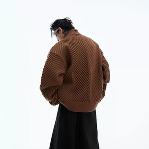 Oversized V-Neck Cotton-Wool Knit Cardigan Sweater - main image 3