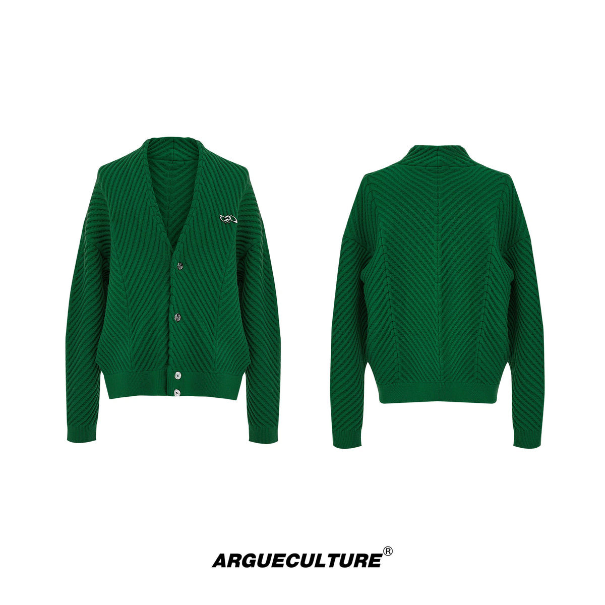 Textured V-Neck Cardigan Sweater | Relaxed Unisex Fit - Green