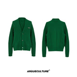 Textured V-Neck Cardigan Sweater | Relaxed Unisex Fit - Green