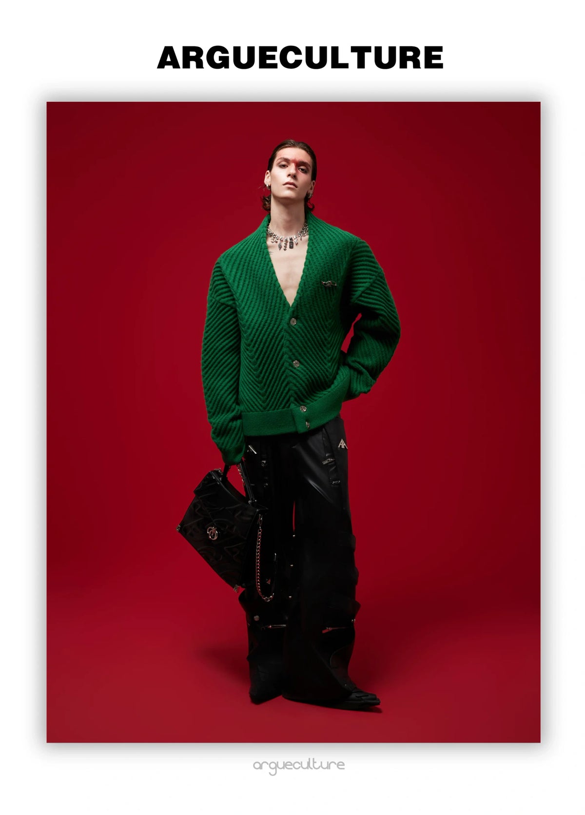 Embossed Leather Trapeze Tote Bag | Streetwear - description image 10