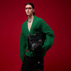 Embossed Leather Trapeze Tote Bag | Streetwear - main image 3