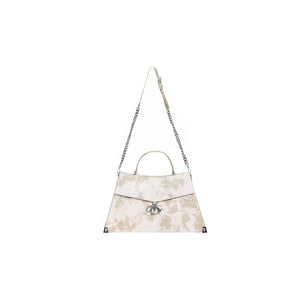 Embossed Leather Trapeze Tote Bag | Streetwear - White