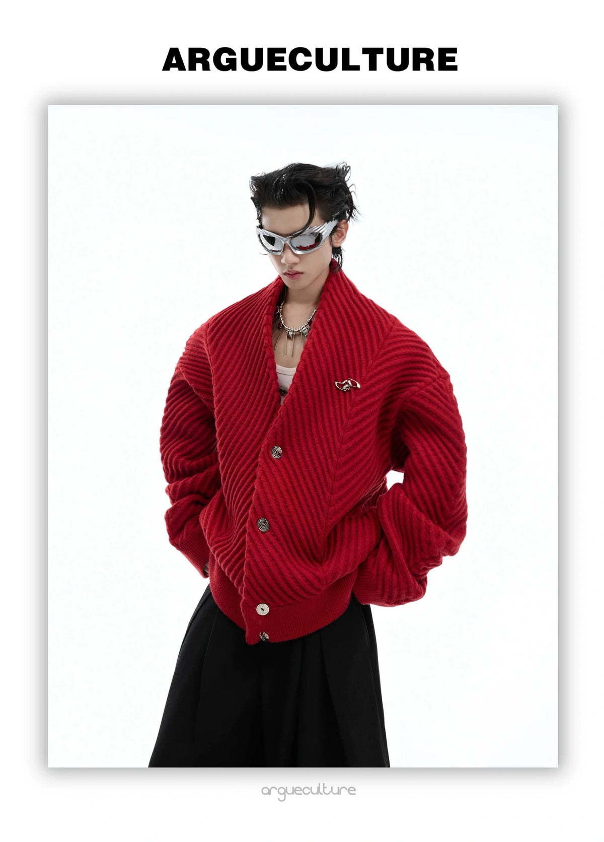 Relaxed Ribbed V-Neck Cardigan Sweater | Unisex - description image 12
