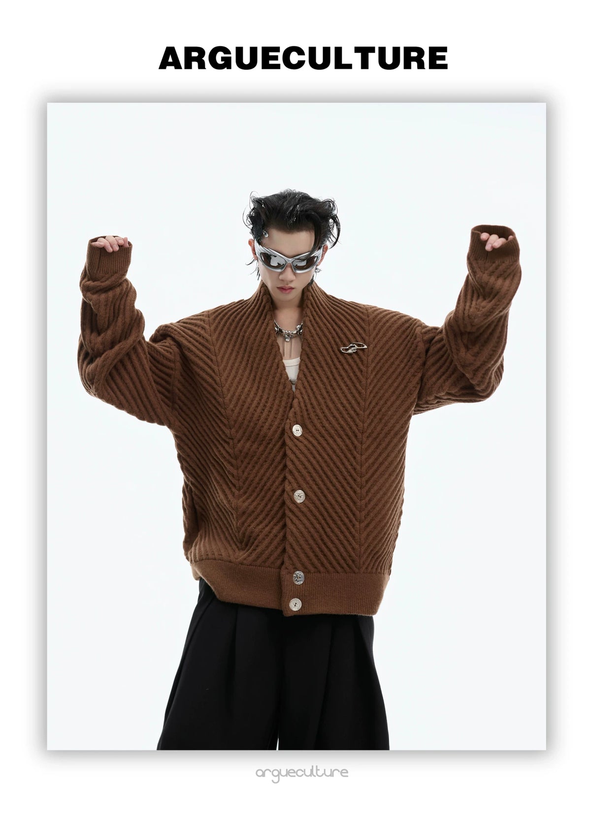 Relaxed Ribbed V-Neck Cardigan Sweater | Unisex - description image 25