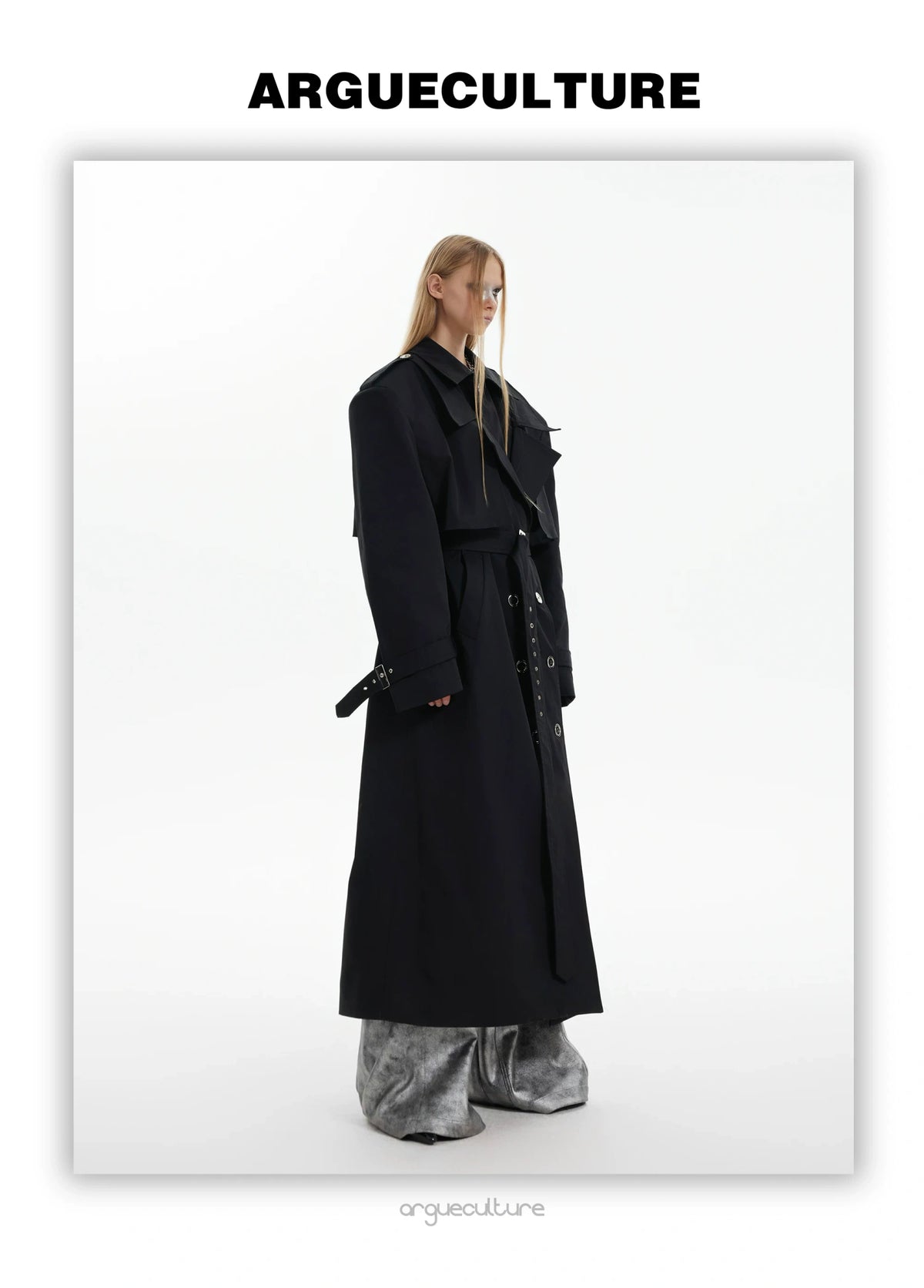 Unisex Deconstructed Double-Breasted Long Coat - description image 2