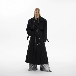 Unisex Deconstructed Double-Breasted Long Coat - main image 1
