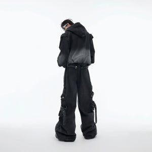 Deconstructed Hooded Denim Jacket | Relaxed Streetwear - main image 2