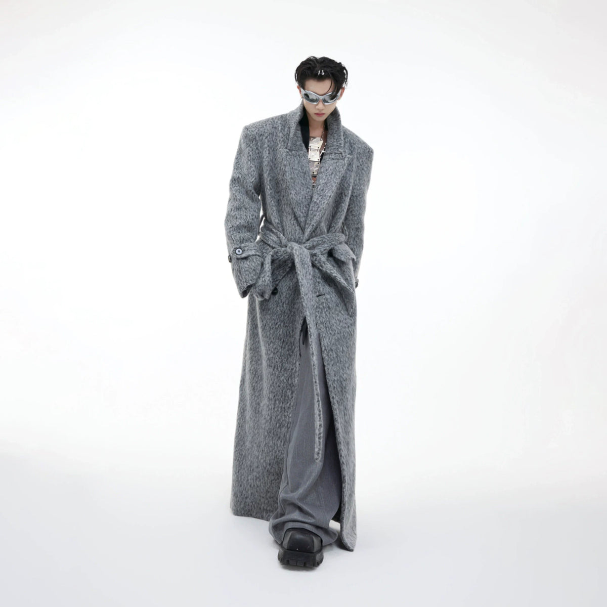 Belted Double-Breasted Wool-Blend Mid-Length Coat - main image 3