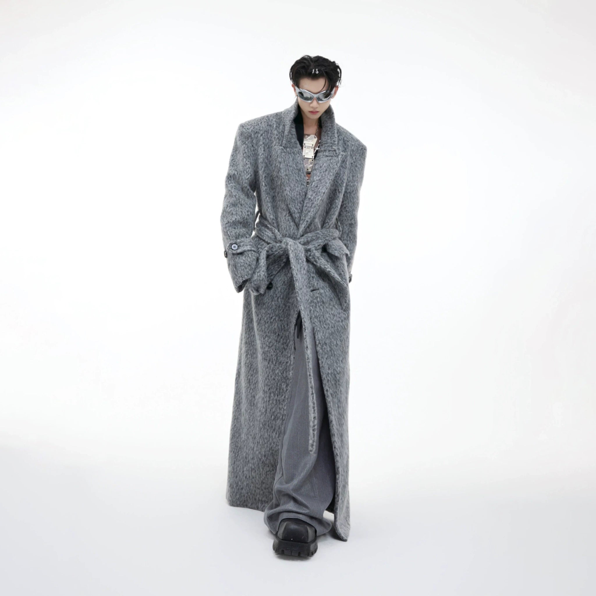 Belted Double-Breasted Wool-Blend Mid-Length Coat - main image 3