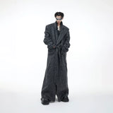 Belted Double-Breasted Wool-Blend Mid-Length Coat - Dark Gray