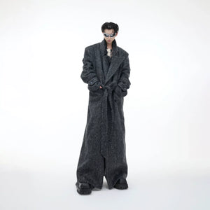 Belted Double-Breasted Wool-Blend Mid-Length Coat - Dark Gray