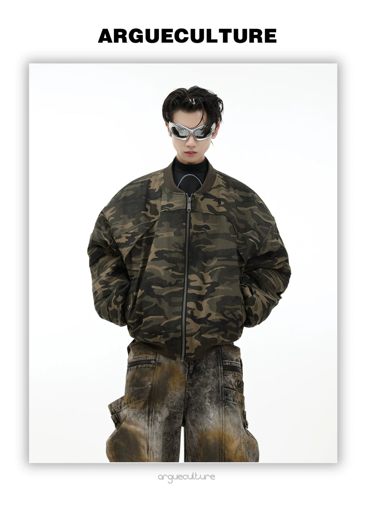 Unisex Camouflage Cotton Bomber Jacket | Loose Fit - description image 2