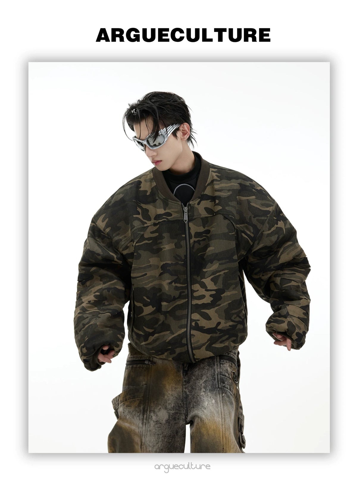 Unisex Camouflage Cotton Bomber Jacket | Loose Fit - description image 3