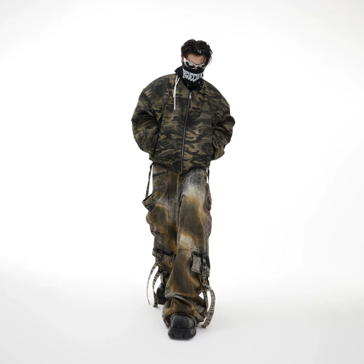 Unisex Camouflage Cotton Bomber Jacket | Loose Fit - Camouflage Green