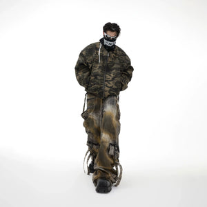 Unisex Camouflage Cotton Bomber Jacket | Loose Fit - Camouflage Green