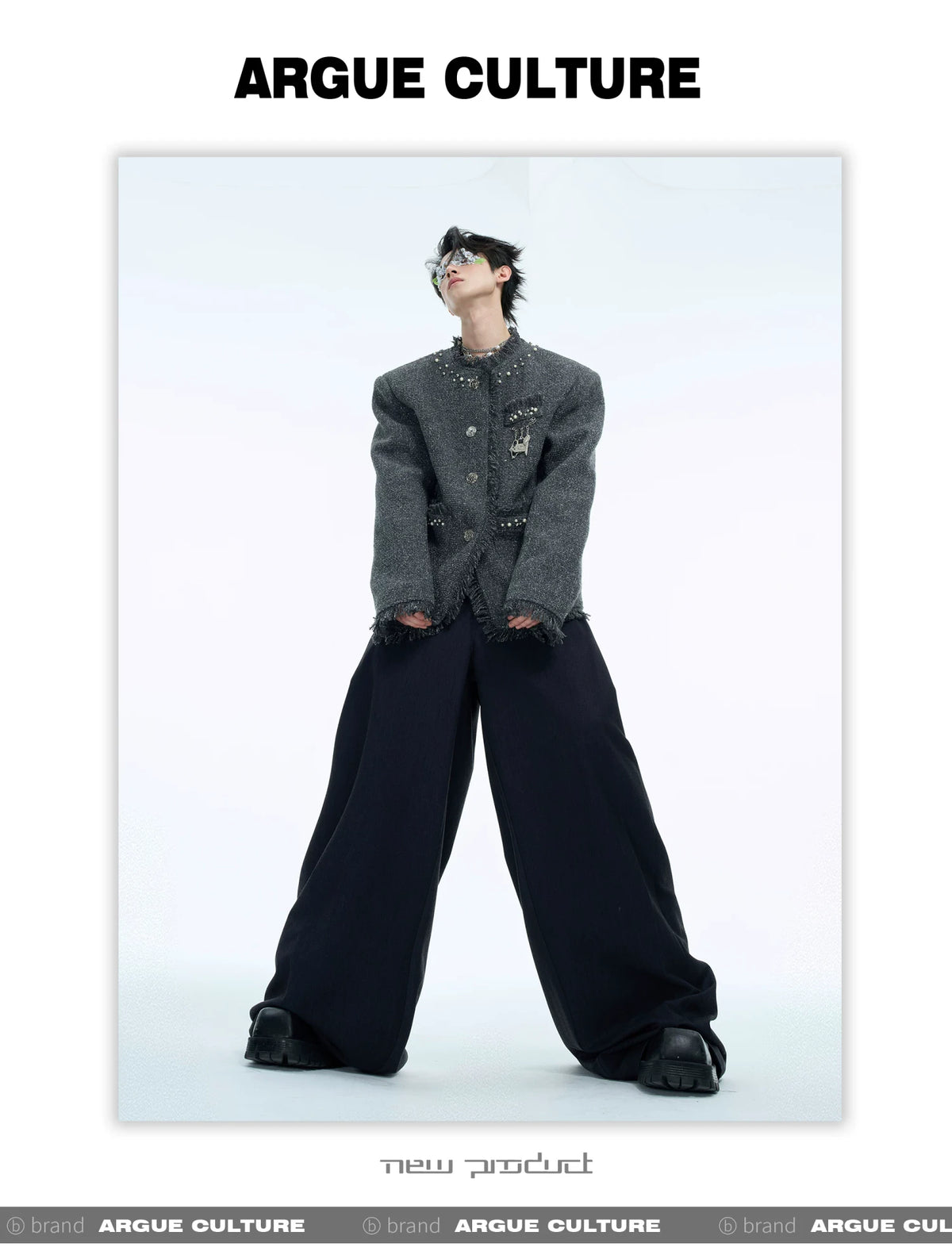 Pearl-Embellished Cropped Textured Jacket - description image 9