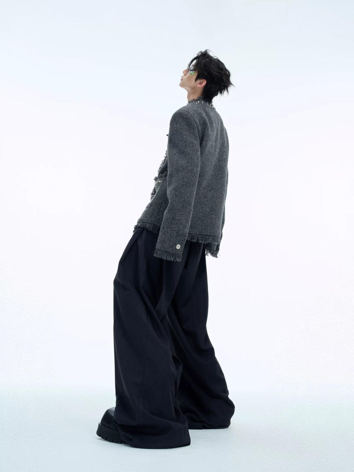Pearl-Embellished Cropped Textured Jacket - main image 3