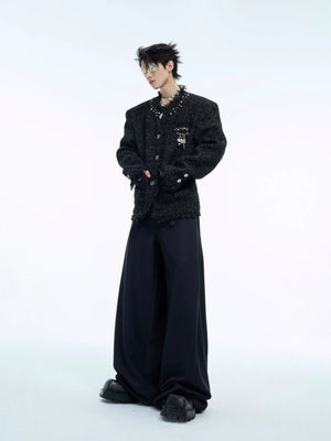 Pearl-Embellished Cropped Textured Jacket - main image 4
